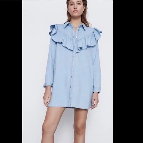 zara white denim shirt dress White Zara Denim Dress for Sale up to 90% Off: Poshmark